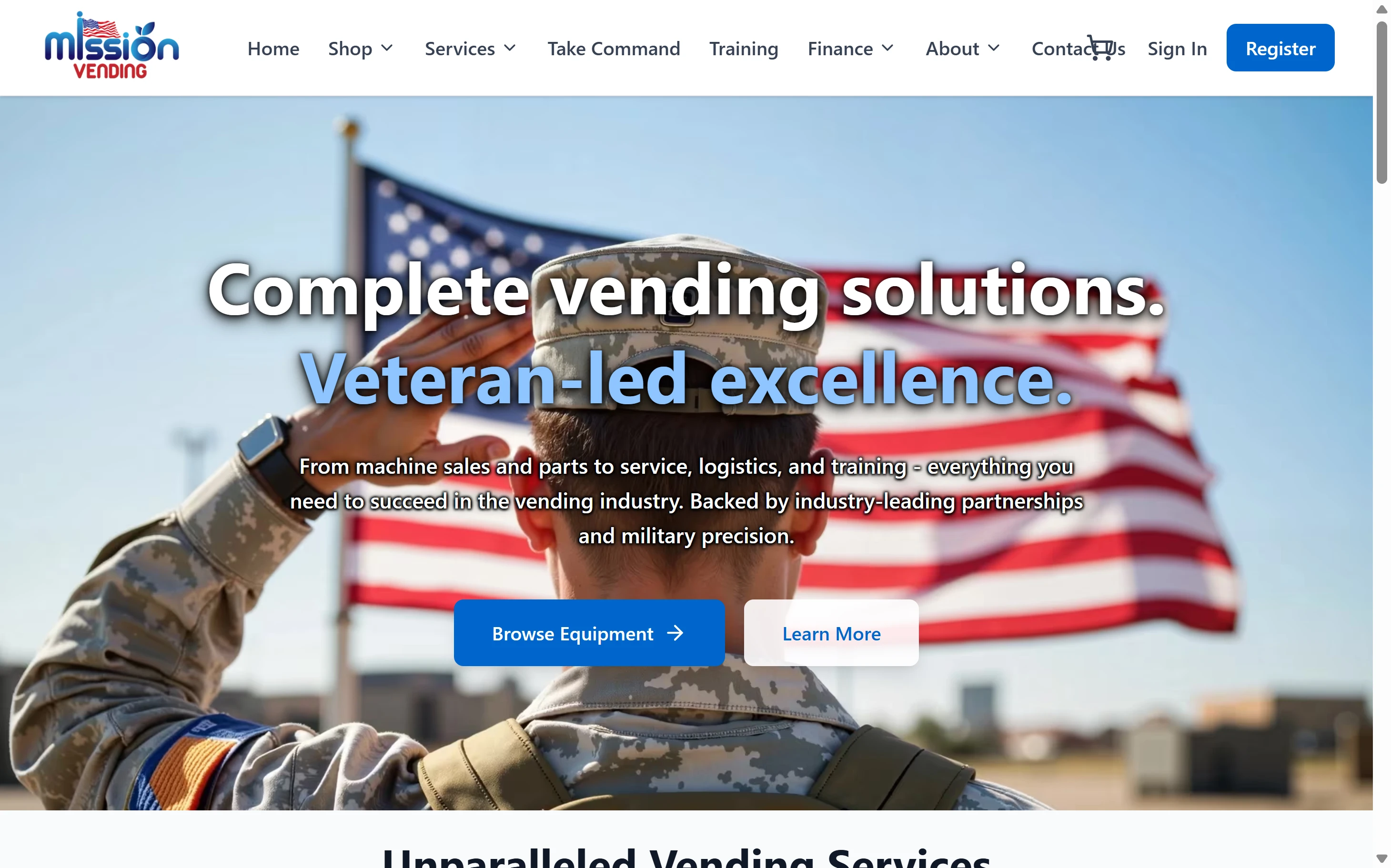 Mission Vending website